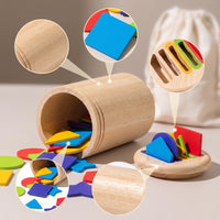 Shape Sorting Cylinder Montessori Wooden Shape Sorter Educational for Young Children, Preschoolers, Home, Preschool, Tabletop