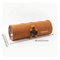 Foldable Cat Tunnel with Fuzzy Trim Indoor Collapsible Cat Tunnel Soft Pet Toy Cozy for Cats, Kittens, Apartments