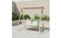 Outdoor Swing Chair with Canopy Weather-Resistant Two-Seat Garden Swing Freestanding Hanging Chair with Frame for Adults, Patio, Backyard, Balcony