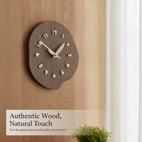 MJK Nordic Solid Wood Creative Wall Clock for Living Room, Silent Home Decor Timepiece