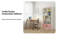 European design Floor-Standing Shelving Unit with Doors Minimalist Design shelving unit Tall Storage Furniture Easy to Assemble for Students, Book Lovers, Homeowners, Kid's Room, Home Office, Study, Bedroom