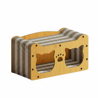 Double Hole Cat House Sturdy Corrugated Paper Cardboard Cat House Scratch-Resistant Pet Accessory for Cats, Kittens, Indoor