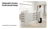 Pharmacy Display Cabinet Stable Structure Glass Medicine Shelf Large Capacity Medical Facility Storage Cabinet for Pharmacists, Shopkeepers