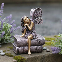 Resin Fairy Statue Weather Resistant Garden Nymph Ornament Fantasy Themed Angel Wing Sculpture for Garden, Desktop, Bookshelf