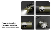 Sealed Storage Compartment 7-in-1 Survival Whistle High Loudness Survival Whistle with Compass and LED Sturdy ABS Construction for Camping