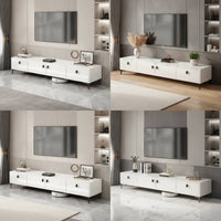 TV Stand with Four Doors Contemporary Television Cabinet with Doors Rectangular Media Console with Storage for Living Room, Apartment
