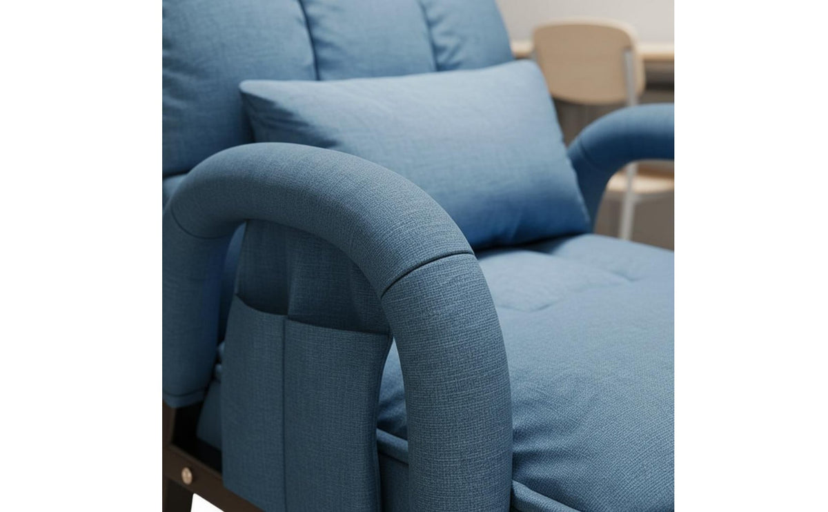 Thick Padded Cushion High Back Lazy Sofa Chair Adjustable Backrest Textile Recliner Armchair Heavy Duty Frame Ergonomic Reading Chair Anti-Pilling for College Students, Dorm Room, Bedroom