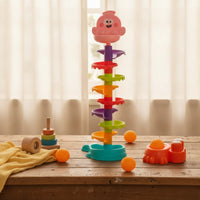 Ball Drop Toy with Launcher 9-Level Spiral Structure Ball Drop Toy Multicolor Plastic for Toddlers, Playroom, Home