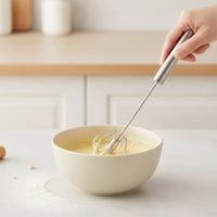 Semi-Automatic Egg Beater Stainless Steel Handheld Egg Beater Whisk with Spring Head Easy to Use Utensil Long-Lasting