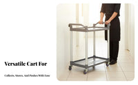 Multi-Functional Plastic Rolling Service Cart 360° Swivel Casters Restaurant Bussing Cart Large Capacity Rolling Service Trolley Long-Lasting for Professionals, Janitorial Personnel, Warehouse Workers