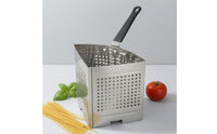 Vented Bottom Perforated Cooking Basket PVC-Coated Handle Straining Basket Hanging Hole Stainless Steel Colander Square Shape