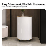 With Storage Wheeled Side Table Modern Design Cylindrical Rolling Cabinet Minimalist aesthetic Household Furniture Space Saving for Apartment Dwellers, Homeowners, Students, Living Room, Small Spaces, Bedroom, Office