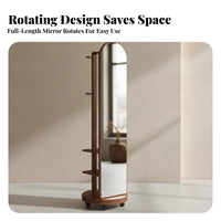 Rotating Full-Length Mirror with Shelves Freestanding for Walk-in Closet, Adults