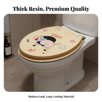 Waterproof Resin Toilet Seat Long-Lasting Slow Close Toilet Seat Easy to Clean Bathroom Fixture Non-Yellowing for Homeowners, Families, DIY Enthusiasts, Restroom, Powder Room, Home