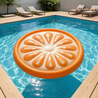 Inflatable Floater Bed Round Pool Lounger Water Lounge Bed Fruit-Inspired Lounge Floater Sunbathing for Adults, Beach, Vacation