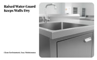 Stainless Steel Sink Cabinet Easy to Clean Unified Sink Countertop Cabinet Rust Resistant Commercial Kitchen Wash Station for Gardeners, Restaurant