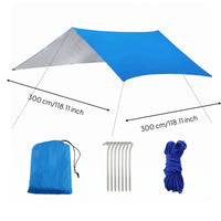 Silver Coated Tarp Water-Resistant Waterproof Sun Canopy SPF 50+ Camping Tarp Shelter for Beachgoers, Campers