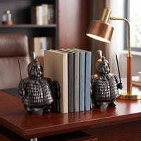 Terracotta Protector Bookends Metal-Like Bookends with Rectangular Base Vintage Bookend Pair for Collectors, Bookshelf, Office, Study Room