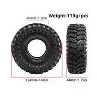 4 Pieces 1.9 Inch RC Crawler Tire Deep Pattern Vehicle Part High Grip
