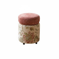 Vintage Design Round Pouf Multi-Functional Round Floral Pouf Comfortably Padded Household Furniture Sturdy Construction for Homeowners, Families, Living Room, Vanity, Bedroom, Entryway