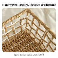 Japanese design Imitation Rattan Weave storage bin Woven Design Imitation Rattan storage bin Rustic visual appeal Storage Container adaptable for Homemakers, Office Workers, Bedroom, Kitchen, Living Room, Bathroom