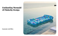 Thickened PVC Material Mermaid Glitter Pool Inflatable Lounger Lightweight and Portable Sequin Inflatable Lounger Ing Mattress Easy To