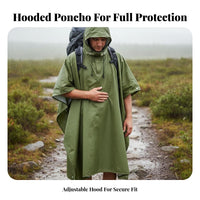 Multi-Use Rain Poncho Backpack Compatible Waterproof Hiking Poncho Portable Lightweight Rain Cape for Hikers, Campers, Camping, Mountaineering