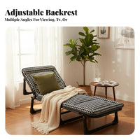 Easy to Fold Adjustable Reclining Lounger Foldable Design Padded Rest Cot Multi-Functional Folding Bed Compact Storage for Office Workers, Caregivers, Homeowners, Home, Hospital, Living Room, Travel