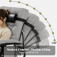 VersatileUse Sit and Lie Adjustable Folding Lounger Ergonomic Design Recliner Padded Cushion Lounge Chair Full Body Support for Office Workers, Students, Homeowners, Restping, Dormitory, Living Room, Balcony