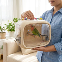 Portable Acrylic Bird Cage with 4-Side Visibility, Outdoor Bird Cage Travel Cage with Removable Tray for Adult Bird Parrot Travel, 22.3cm Size