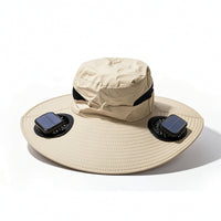 Wide Brim Sun Hat with Fan Cooling Sun Hat with Fan Breathable for Camping