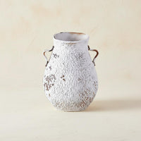 Handled Ceramic Vase with Handle Modern Chinese Style Textured Ceramic Vase Artisanal Appearance Home Decor for Entryway, TV Stand