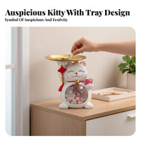 Fortunate feline Key Bowl Large Capacity wide opening feline Statue Modern artistic