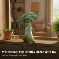 Painted Finish Resin Frog Ornament Small Frog Figurine Decorative Outdoor Decoration Micro-Landscape for Balcony, Courtyard