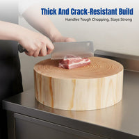 Pine Wood Chopping Board, Durable Round Cutting Board, Thick Butcher Block for Home or Commercial Use