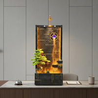 LED Water Feature Waterfall Feng Shui Design Rockery Landscape Waterfall Humidifying Unit Humidifier Floor Standing Water Feature for Business Owners