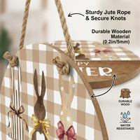 Easter Bunny Door Sign Ready to Hang Happy Easter Welcome Sign Sturdy Wood Bunny Front Door Hanger for Families, Teachers, Entryway, Porch, Fireplace