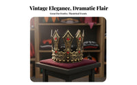 King Crown Lightweight PU Foam Crown Detailed 3D Pattern Ancient King Headpiece for Cosplayers, Actors, Halloween, Stage Performance, Birthday Parties