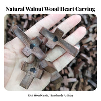 Walnut Wood Handheld Cross Smoothly Polished Wooden Pocket Cross Smooth Touch Religious Item for Members, Adults, Portable Accessory, Meditation