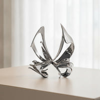 Butterfly Sculpture Silver Alloy Art Piece Decor Reflective Figurine for Homeowners, Living Room