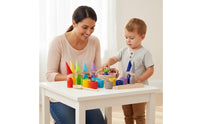 Hand-Eye Coordination Ball and Cup Game Fine Movement Skill Development Color Sorting Toy Natural Wood for Preschoolers, Toddlers