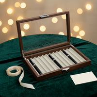 Wooden Pen Storage Box with Transparent Lid Desktop Pen Display Box Rectangular Organizer Luxury for Office
