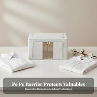 cleanable foldable textile Box Reinforced Handles Lidded textile Box with transparent panel Large Capacity Closet Organizer particlesresistant Lid for Students, households, Families, Bedroom, Dorm Room, Under Bed