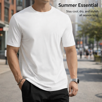 Mens Summer Shirts Short Sleeve, Pima Crew Neck T-Shirt for Lightweight Breathable Casual Wear for Hot Weather