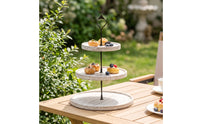 Farmhouse 3-Tier Dessert Stand Rustic 3 Tier Serving Tray Distressed Wooden Dessert Stand Round for Hosts, Bakers, Afternoon Tea, Kitchen Countertops
