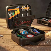 Removable Dividers Wide Mouth Tool Bag Reinforced Handle Portable Tool Organizer Elastic Loops Work Gear Multiple Pockets for Engineers, Electricians, Outdoor