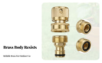 O-Seal Seal Brass Hose Quick Connect Knurled Grip Garden Hose Quick Connector Tool No-Tool Faucet Connector Leak Proof