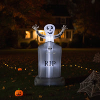 Lighted Ghost with Tombstone Outdoor Inflatable Tombstone Quick-Inflating Halloween Inflatable Fast Inflation for Yard