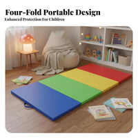 Four-Fold Exercise Mat Foldable Design Folding Gymnastics Mat Multi-Functional Play Equipment for Beginners, Parents, Stretching Discipline, Playroom