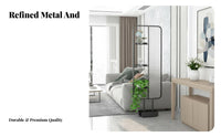 Drill-Unrestricted Installation Partition Screen with Shelves Unrestricted Standing Design Room Divider Space-Dividing Home Furniture Textured Glass Panel for Apartment Dwellers, Telecommuting Workers, Small Business Owners, Aerial-Plan Areas, in Ice